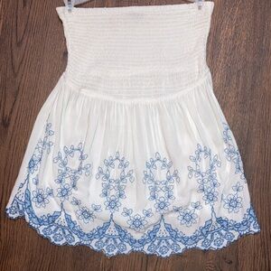Rue21 White Strapless Top With Smocking And Embroidery     Size XL